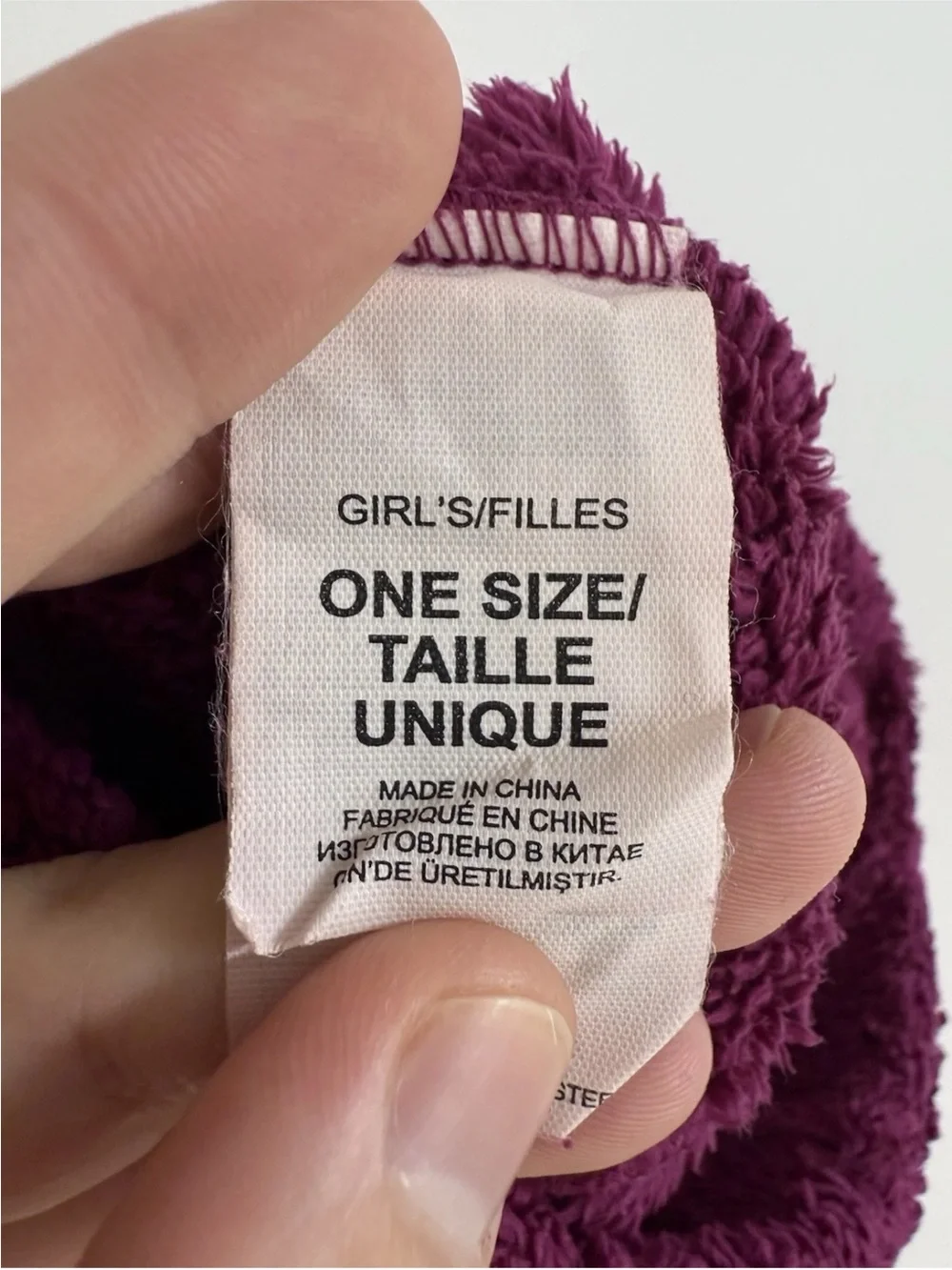 The North Face Girls' Fuzzy Beanie in Plum